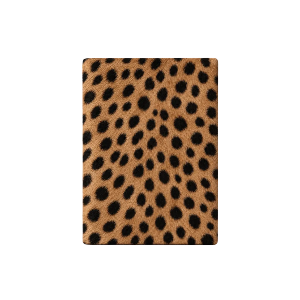 A rectangular tablet case or folio cover featuring a realistic brown and black leopard print pattern, shown against a plain white background.