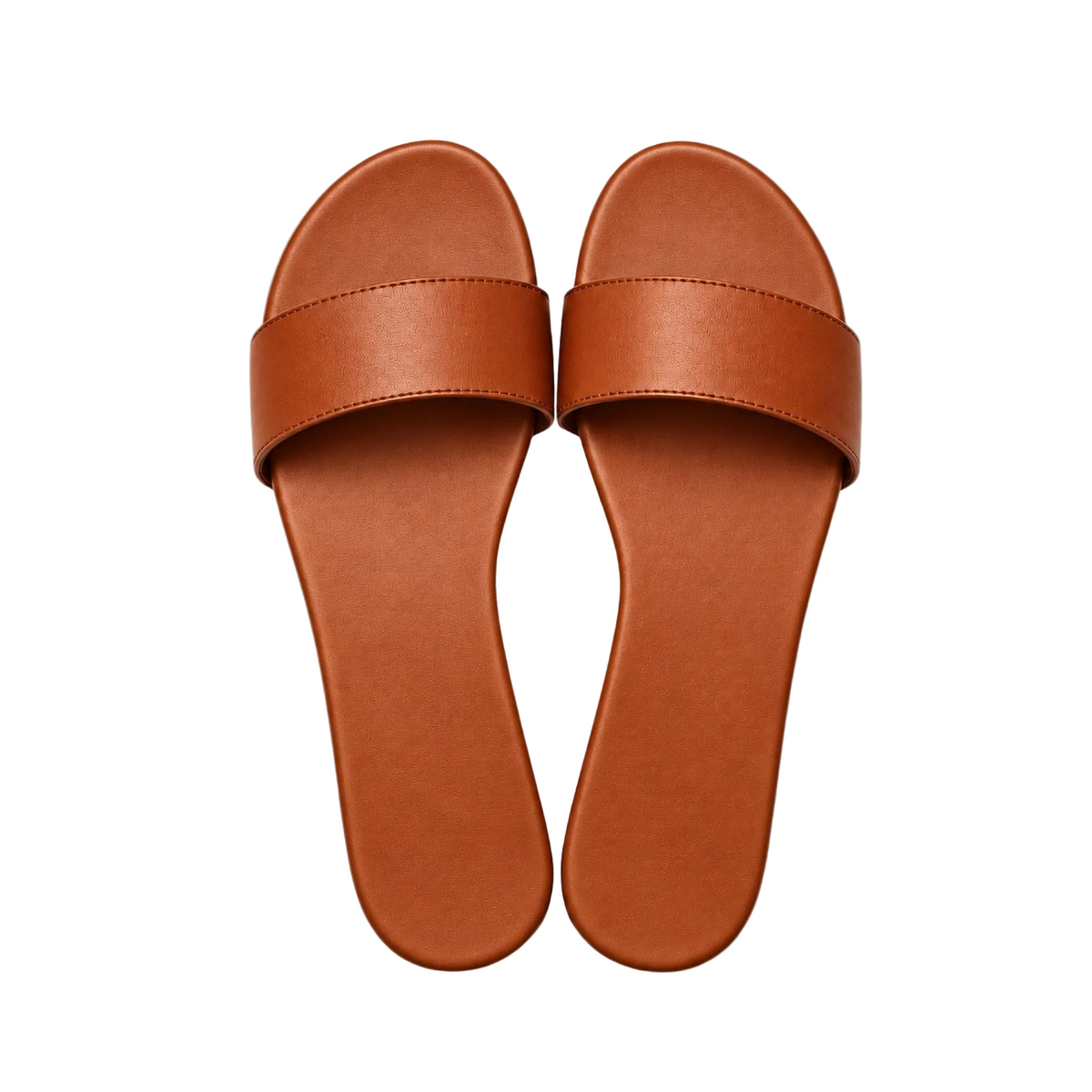 Tan leather The Paris Slide sandals by Hostess the label, top view