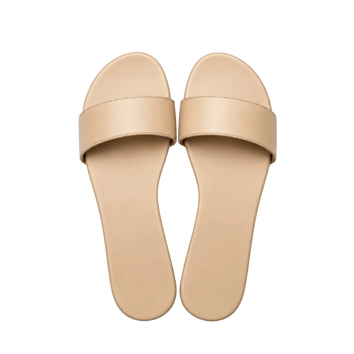 Cream leather The Paris Slide sandals by Hostess the label, top view