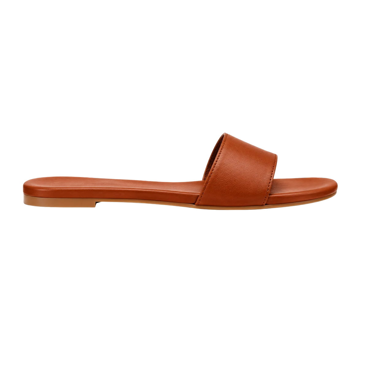 Tan leather The Paris Slide sandals by Hostess the label, side profile